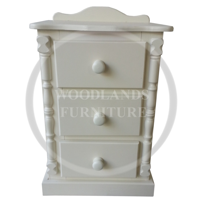 DIANA SOLID PINE 3 DRAWER BEDSIDE IN IVORY 