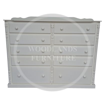 Diana Solid Pine 10 Drawer Chest Bottom Drawer Deep In Ivory