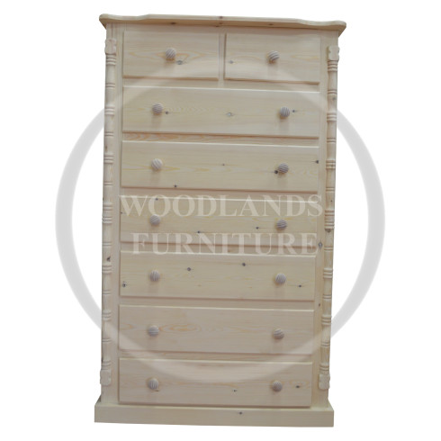 DIANA SOLID PINE  2 + 6 DRAWER CHEST IN NATURAL UNTREATED WOOD