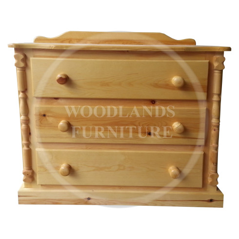 DIANA SOLID PINE 3 DRAWER CHEST IN ANTIQUE WAX