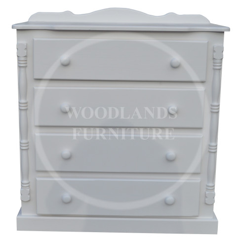 DIANA SOLID PINE 4 DRAWER CHEST IN WHITE