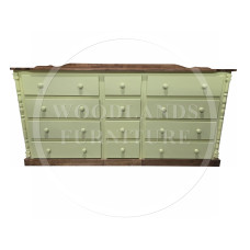 DIANA COUNTRY 12 DRAWER CHEST IN APPLE GREEN / MEDIUM OAK