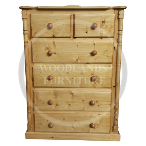 DIANA SOLID PINE 2 + 4 DRAWER CHEST IN ANTIQUE WAX 