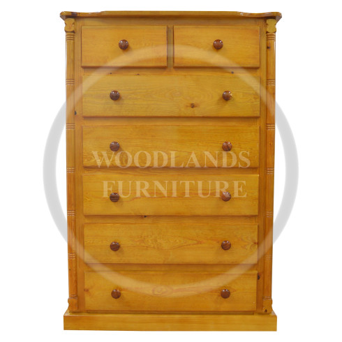 DIANA SOLID PINE  2 + 5 DRAWER CHEST IN GOLDEN OAK POLISHED