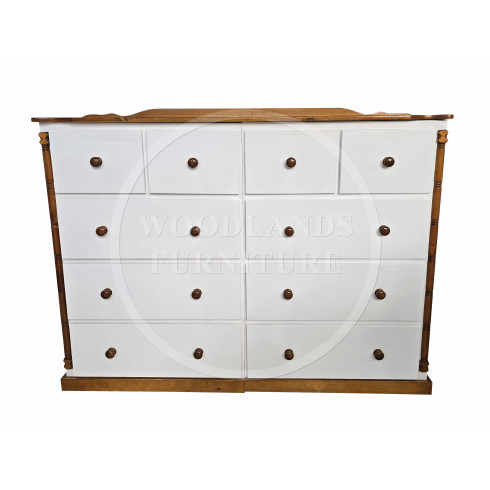 DIANA COUNTRY 4+6 DRAWER CHEST IN WHITE AND GOLDEN OAK