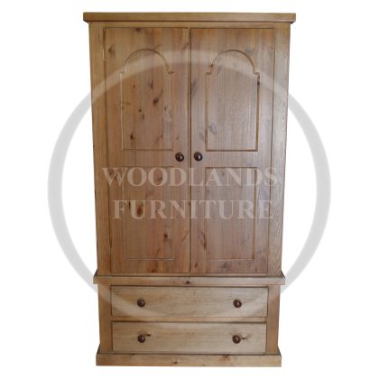 Diana Solid Pine 2 Drawer Wardrobe In Kenilworth Wax - Design Doors