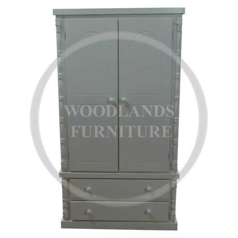 DIANA SOLID PINE 2 DRAWER SHELVED WARDROBE IN GREY