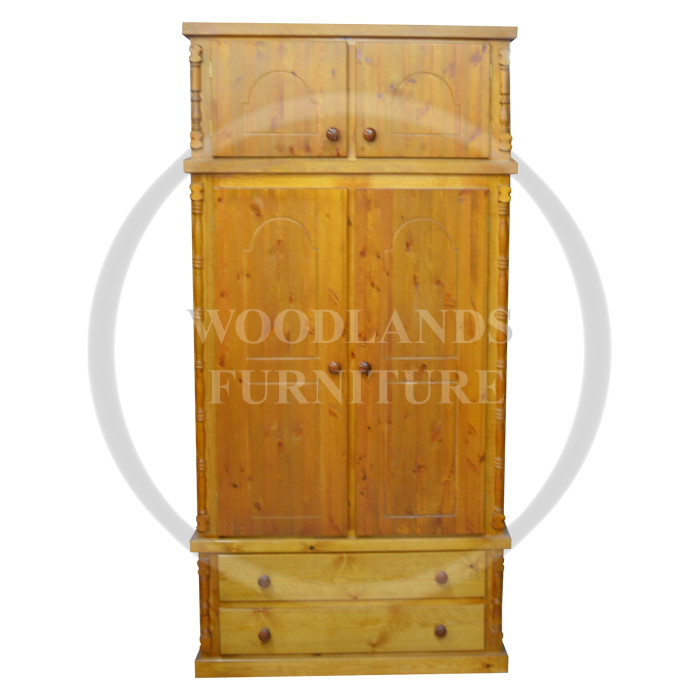DIANA SOLID PINE 2 DRAWER WARDROBE WITH TOPBOX IN GOLDEN OAK WAX DIANA SOLID PINE 2 DRAWER WARDROBE WITH TOPBOX IN GOLDEN OAK WAX