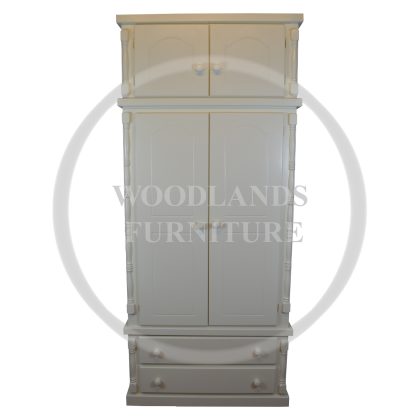 Diana Solid Pine 2 Drawer Wardrobe With Topbox In Ivory - Design Doors
