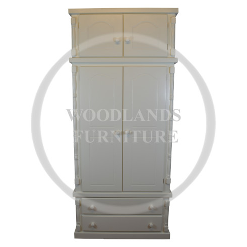 DIANA SOLID PINE 2 DRAWER WARDROBE WITH TOPBOX IN IVORY - DESIGN DOORS