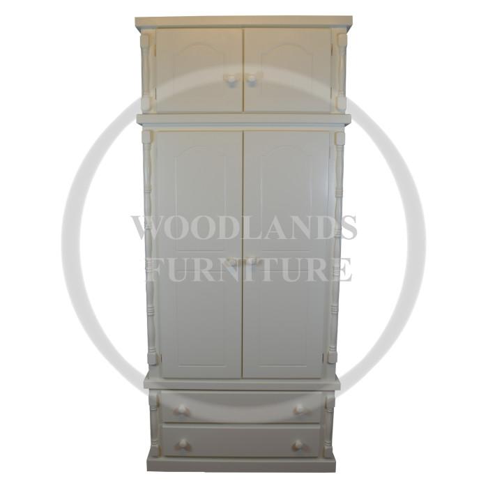 DIANA SOLID PINE 2 DRAWER WARDROBE WITH TOPBOX IN IVORY - DESIGN DOORS DIANA SOLID PINE 2 DRAWER WARDROBE WITH TOPBOX IN IVORY - DESIGN DOORS