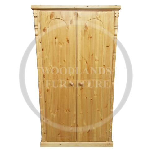 DIANA SOLID PINE 2 DOOR FULL HANGING WARDROBEIN ANTIQUE WAX