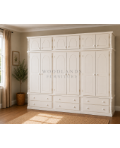 DIANA SOLID PINE 6 DOOR 6 DRAWER WARDROBE WITH TOPBOX IN IVORY