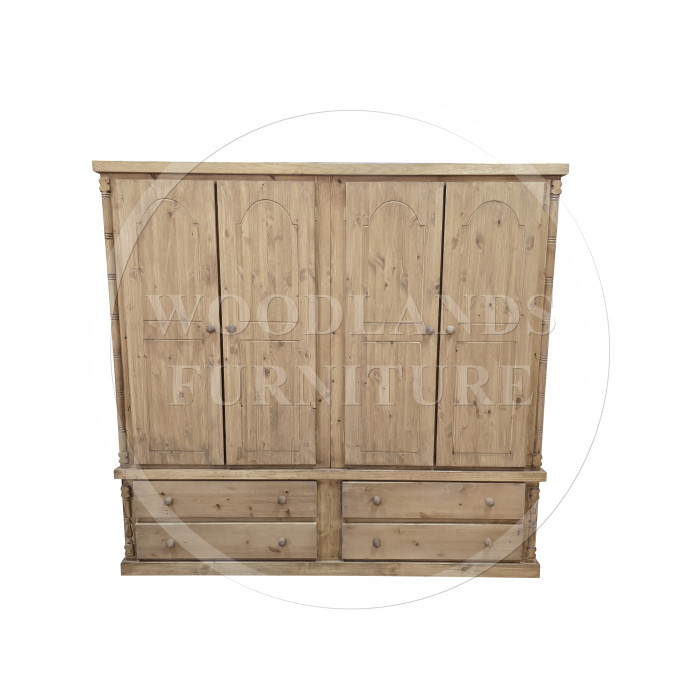 DIANA SOLID PINE 4 DOOR 4 DRAWER WARDROBE IN LIGHT OAK WAX DIANA SOLID PINE 4 DOOR 4 DRAWER WARDROBE IN LIGHT OAK WAX