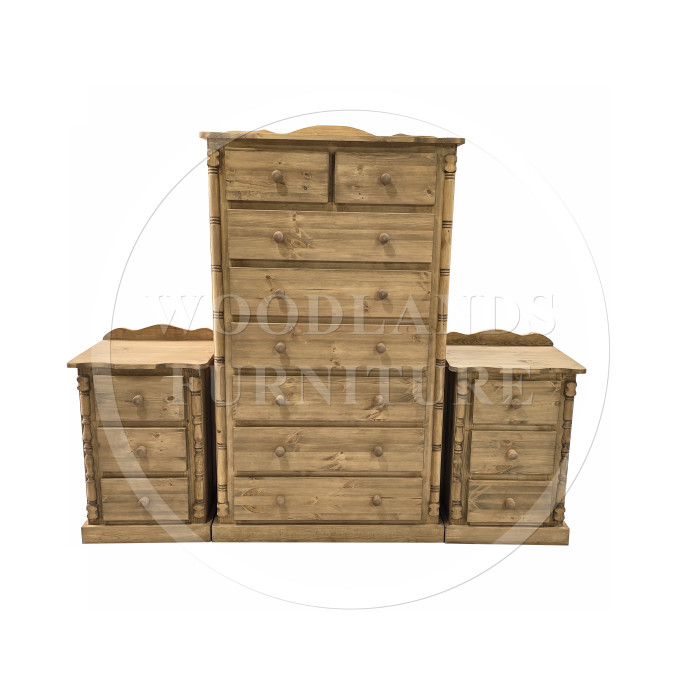 DIANA SOLID PINE CHEST 3 PIECE BEDROOM SET IN LIGHT ANTIQUE WAX DIANA SOLID PINE CHEST 3 PIECE BEDROOM SET IN LIGHT ANTIQUE WAX
