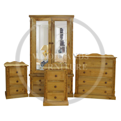 DIANA SOLID PINE 4 PIECE BEDROOM SET IN LIGHT OAK WAX