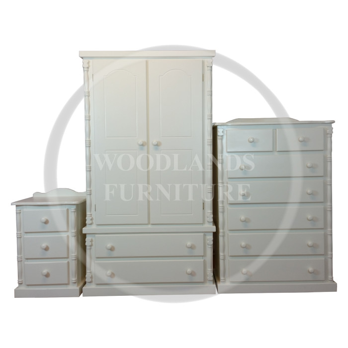 DIANA SOLID PINE 3 PIECE BEDROOM SET- LARGE CHEST IN IVORY DIANA SOLID PINE 3 PIECE BEDROOM SET- LARGE CHEST IN IVORY