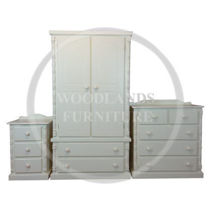 Diana Solid Pine 3 Piece Bedroom Set - 2+3 Drawer Chest In Ivory