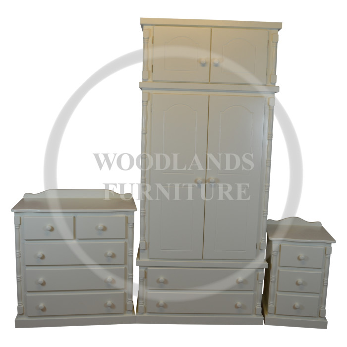 DIANA SOLID PINE 3 PIECE BEDROOM TOPBOX SET IN IVORY