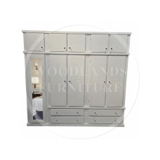 DEWSBURY 5 DOOR 4 DRAWER FULL MIRRORED SHELVED WARDROBE