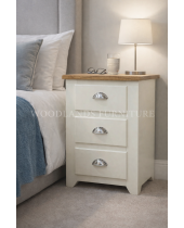 FARMHOUSE 3 DRAWER BEDSIDE IN IVORY
