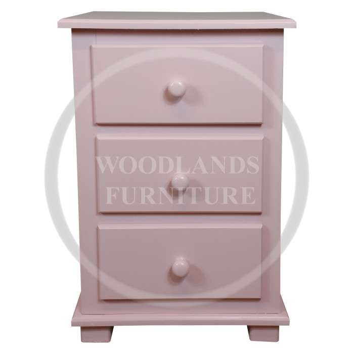 FLORIDA 3 DRAWER BEDSIDE CABINET IN PINK FLORIDA 3 DRAWER BEDSIDE CABINET IN PINK