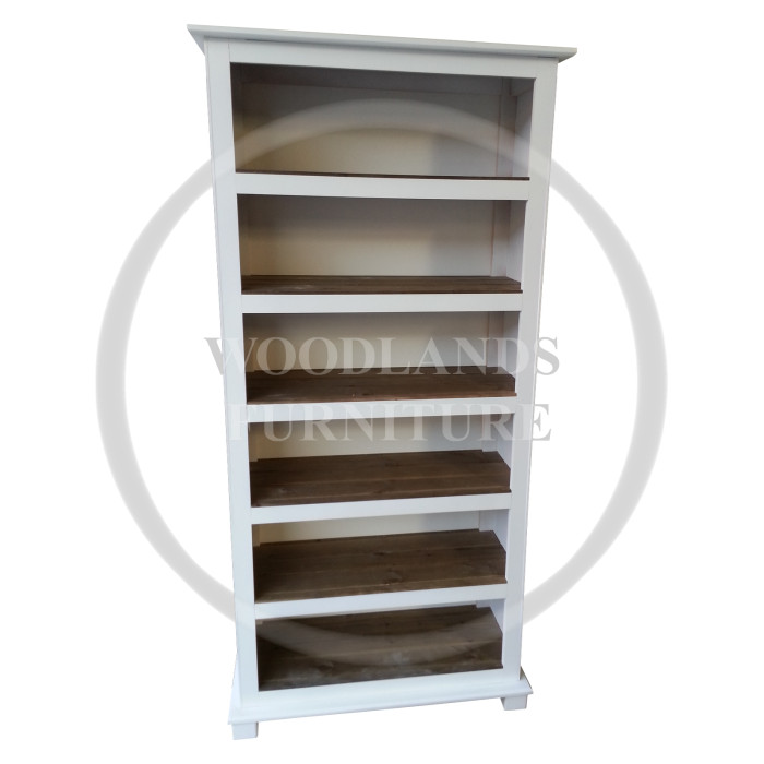 FLORIDA SOLID PINE 5 SHELVED WHITE BOOKCASE IN WHITE WITH MEDIUM OAK SHELVES FLORIDA SOLID PINE 5 SHELVED WHITE BOOKCASE IN WHITE WITH MEDIUM OAK SHELVES