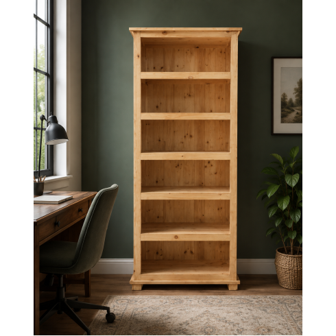 Handmade in England Florida Solid Pine 5 Shelved Bookcase in Light Oak Wax Handmade in England Florida Solid Pine 5 Shelved Bookcase in Light Oak Wax