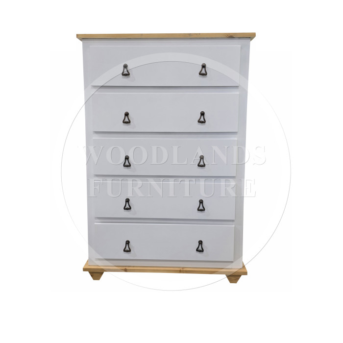FLORIDA COUNTRY 5 DRAWER SLIM CHEST IN WHITE/LIGHT OAK FLORIDA COUNTRY 5 DRAWER SLIM CHEST IN WHITE/LIGHT OAK