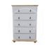 5 Drawer Slim Chest of Drawers - Florida Country White/Light Oak - Fully Assembled | Handmade in England