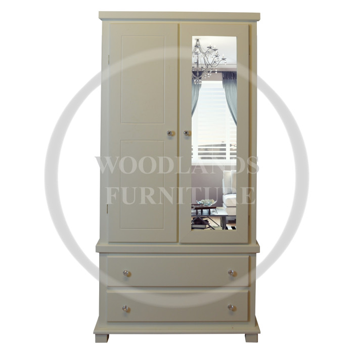 FLORIDA MIRRORED 2 DRAWER WARDROBE IN IVORY FLORIDA MIRRORED 2 DRAWER WARDROBE IN IVORY