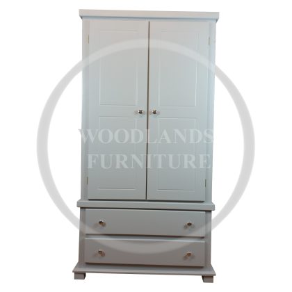 Handmade in England Florida Gents 2 Drawer Wardrobe in White