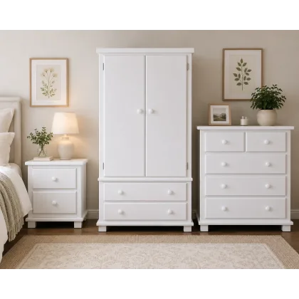 Handmade in England Florida 3 Piece Bedroom Set in White