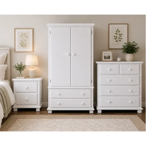 Handmade in England Florida 3 Piece Bedroom Set in White Handmade in England Florida 3 Piece Bedroom Set in White