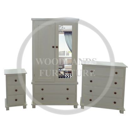 Handmade in England Florida 3 Piece Mirrored Bedroom Set in Ivory