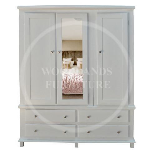 GALAXY FLORIDA TRIPLE 4 DRAWER MIRRORED WARDROBE IN WHITE