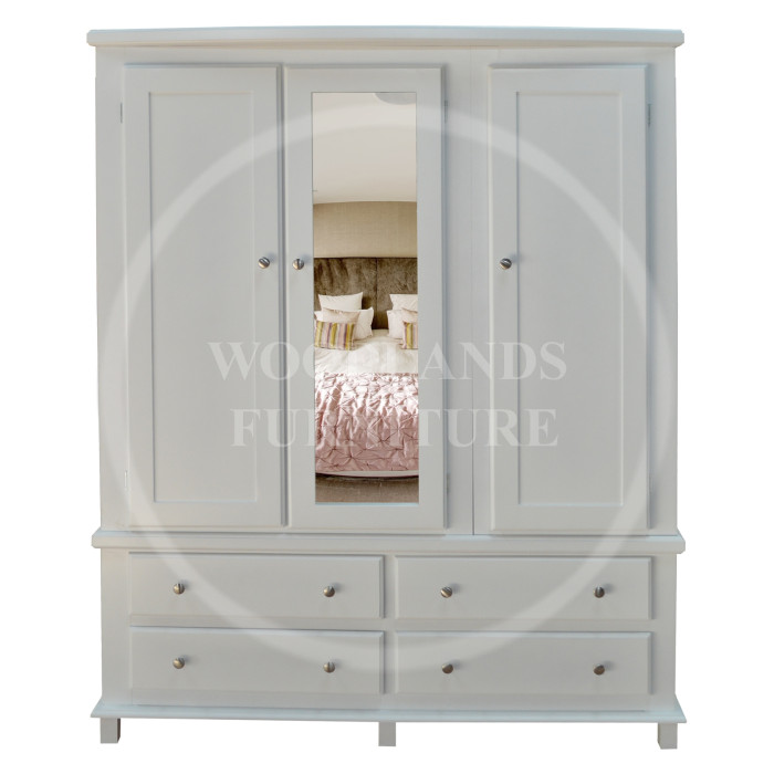 GALAXY FLORIDA TRIPLE 4 DRAWER MIRRORED WARDROBE IN WHITE GALAXY FLORIDA TRIPLE 4 DRAWER MIRRORED WARDROBE IN WHITE