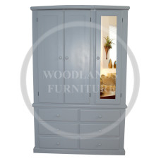 GALAXY TRIPLE MIRRORED 6 DRAWER WARDROBE IN WHITE