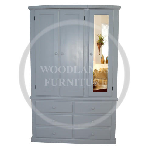 GALAXY TRIPLE MIRRORED 6 DRAWER WARDROBE IN WHITE