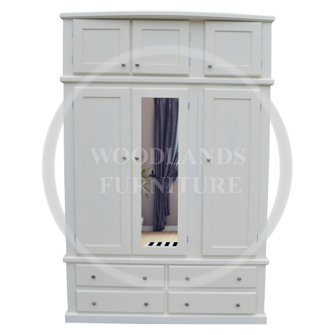 GALAXY TRIPLE MIRRORED 4 DRAWER WARDROBE WITH TOPBOX