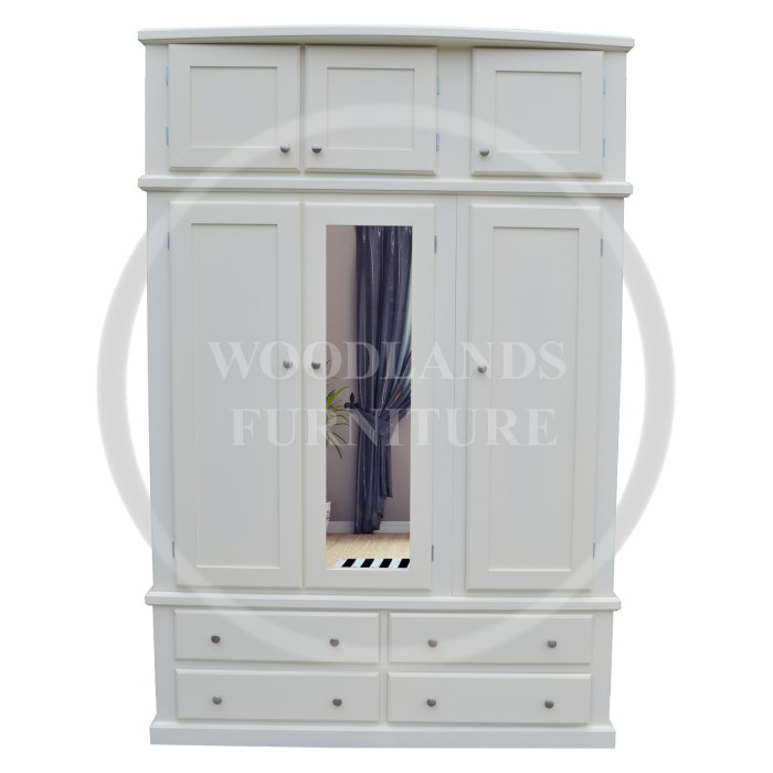 GALAXY TRIPLE MIRRORED 4 DRAWER WARDROBE WITH TOPBOX GALAXY TRIPLE MIRRORED 4 DRAWER WARDROBE WITH TOPBOX