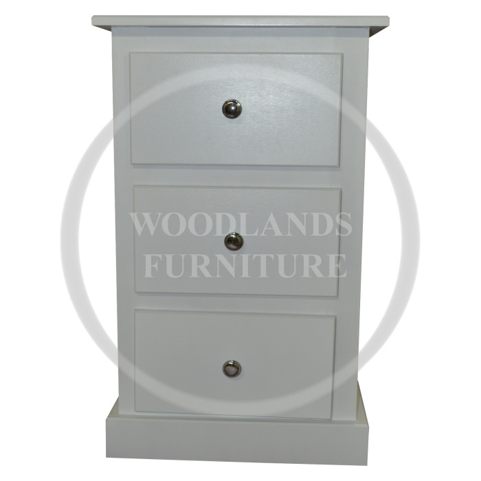DEWSBURY JUNIOR 3 DRAWER BEDSIDE IN WHITE DEWSBURY JUNIOR 3 DRAWER BEDSIDE IN WHITE