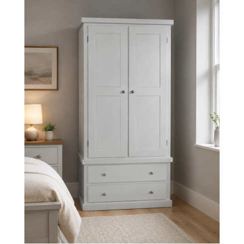 Handmade in the UK Junior 2 Drawer 94cm Wide Wardrobe - Dewsbury White (Made to Measure) Handmade in the UK Junior 2 Drawer 94cm Wide Wardrobe - Dewsbury White (Made to Measure)