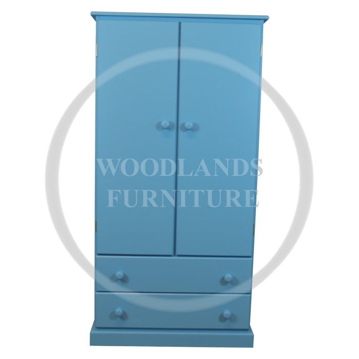 KIDDIES 2 DOOR 2 DRAWER WARDROBE IN BLUE KIDDIES 2 DOOR 2 DRAWER WARDROBE IN BLUE