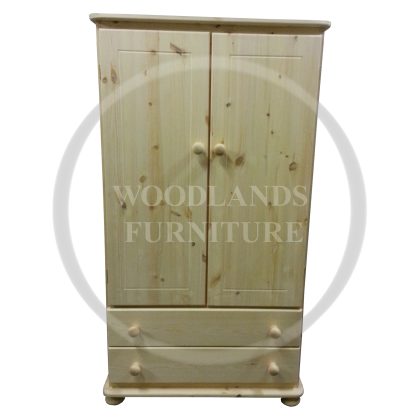 Kiddies Richmond Solid Pine 2 Drawer Wardrobe In Natural Wood