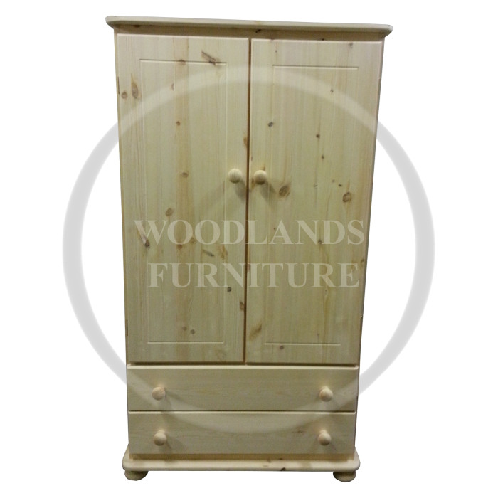 KIDDIES RICHMOND SOLID PINE 2 DRAWER WARDROBE IN NATURAL WOOD