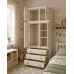 Handmade in England Kiddies 3 Drawer Wardrobe Shelved with Topbox in Ivory
