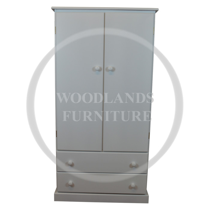 KIDDIES 2 DOOR 2 DRAWER WARDROBE IN WHITE-PLAIN DOORS KIDDIES 2 DOOR 2 DRAWER WARDROBE IN WHITE-PLAIN DOORS
