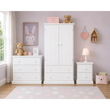 Handmade in England Kiddies 3 Piece Bedroom Set in White