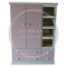 Handmade in the UK Triple 4 Drawer Wardrobe with Open Bookcase - Kiddies Pink with White Frame (Custom Finish Options)